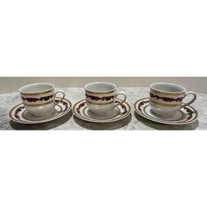 Set of 3 Mitterteich Bavaria Germany Christmas Demitasse Cup & Saucer Sets